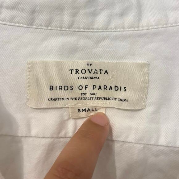 Trovata Birds of Paradis 100% Cotton White Blouse Top Size Small - Picture 2 of 5